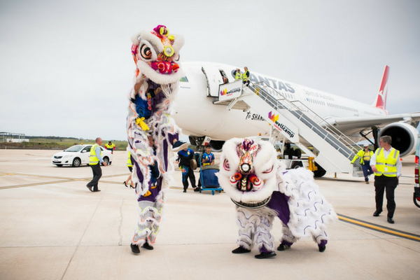 <p>Chinese dragon dance on Toowwomba Airport tarmac</p>